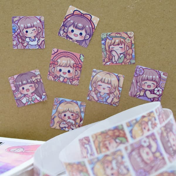Cartoon Roll Sticker Animation Character Selvklæbende Sticker A1