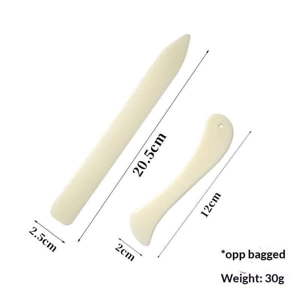 2 st benfärgade origamiskrapverktyg med slät kant, hållbart material