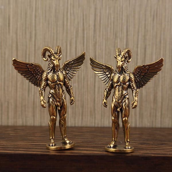 Messinkinen demonilammasfiguuri retro metallikäsityö 1pc