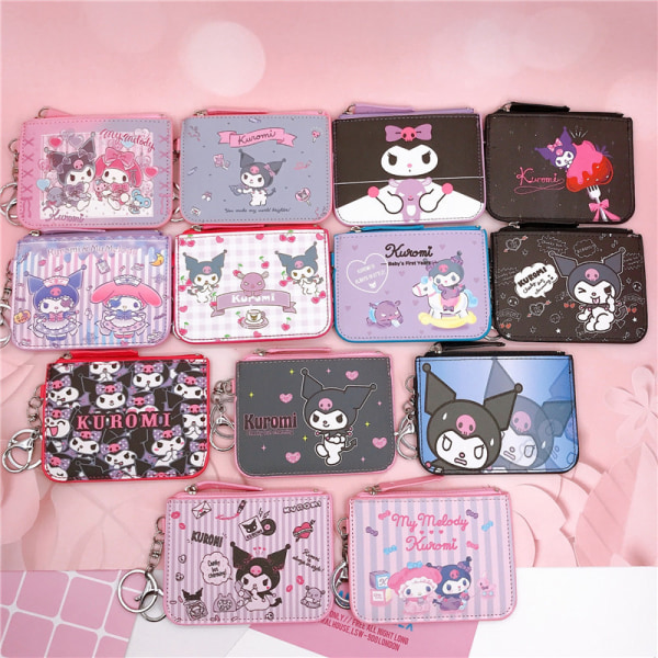 Pu Leather Cartoon Kuromi Sanrio Wallet Keychain Student Key C R