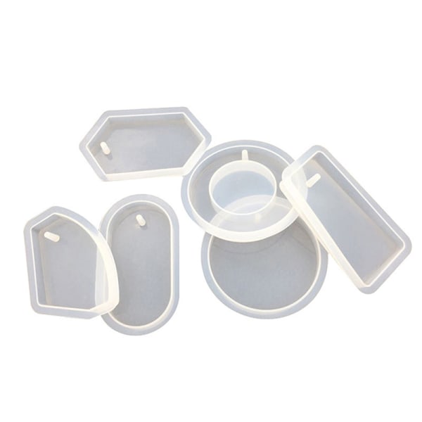 Nøkkelring anheng Mold Sett DIY Pendant Resin Mold Crystal Epoxy A4