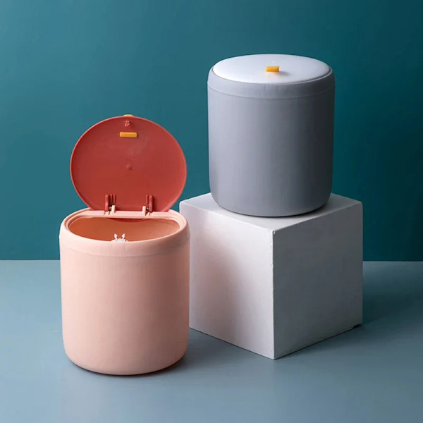 Mini søppelbøtte Desktop Kontoravfallskurv Plast Organizer Søn Gray
