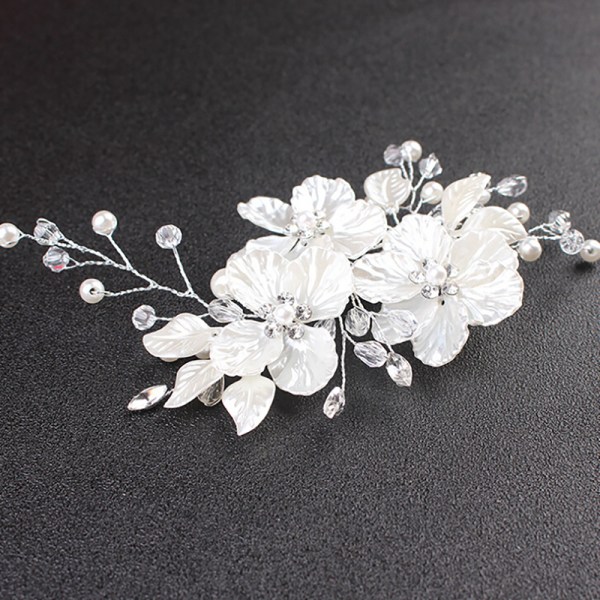 Bryllup Elegant Crystal Bride Hair Comb Hodeplagg Pearl G