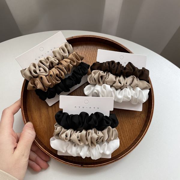 3st/ set Silk Scrunchies Elegant tunntarmshårrep Fren A1