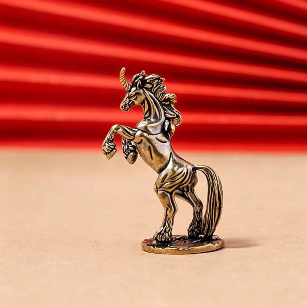 Fantasy Steilende Hest Statue Retro Messing Dyrefigurer Minia