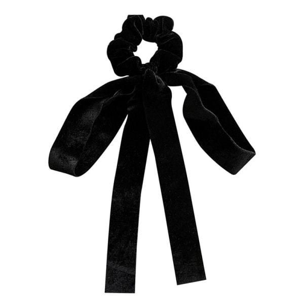 Fashion Black Velvet Bow Hair Ribbon Scrunchie för kvinnor Girl E A