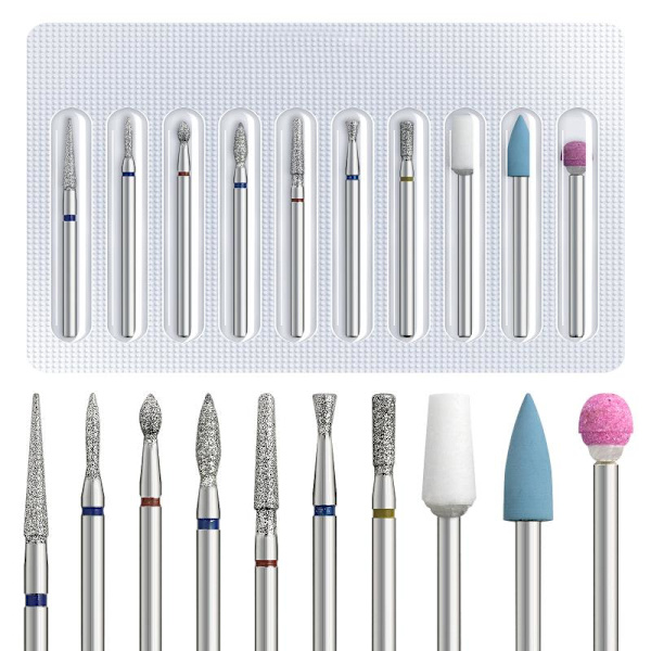 10 stk. elektriske neglebor til manicure, pedicure, wolfram D 4