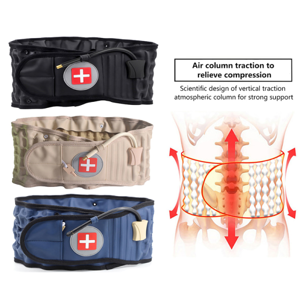 Lændestøtte Talje Air Traction Brace Spinal Back Relief Bele Blue