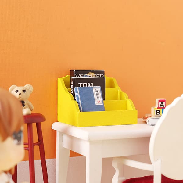 1:12 Dollhouse Miniatyr Desktop Storage Rack Organizer Box Boo Brown
