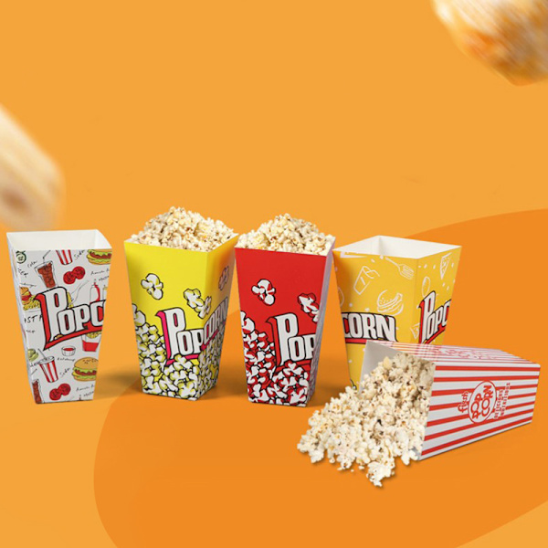 10 stk papir popcornposer røde og hvite filmkvelds popcornbokser 3
