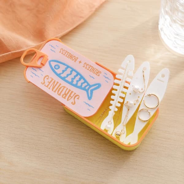Sardinetrykk Mini Boks Bærbar Smykker Ørepropper Pil 7