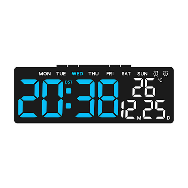 Digitala väggklockor LED väckarklocka stor display bordsklocka W Blue