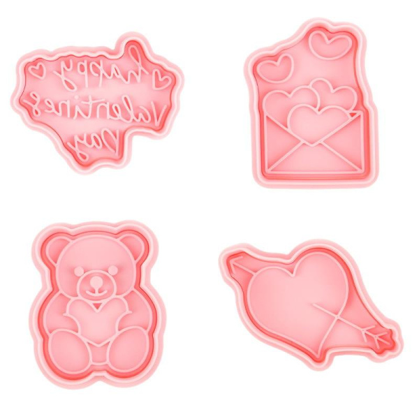 3D Valentinsdag Kakestempler Kjeksform Stempel Bakeutstyr A2