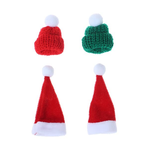 2 Stk Xmas Mini Tørklæde Hat Decor Dukketøj Tilbehør Jul A4