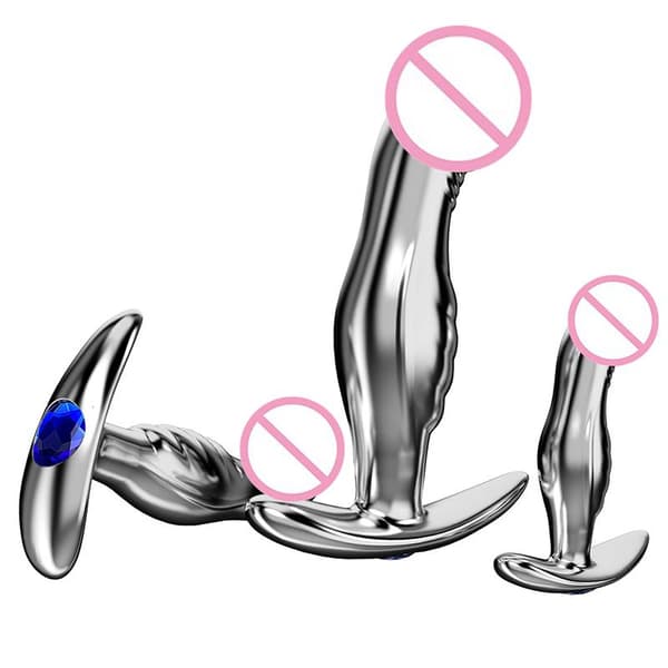1 st metall dildo analplugg prostatastimuleringsmassageverktyg annons Red L
