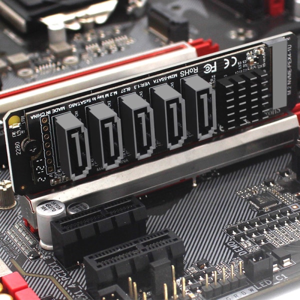 M.2 NVME PCI-E PCIE X4 X8 X16 till 6 portar 3.0 SATA-adapterkort R