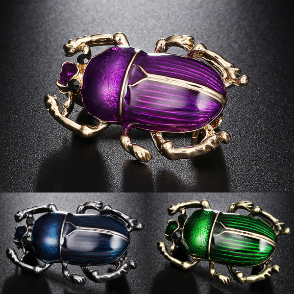 Vintage Lady Broche Beetle Emalje Animal Insect Shirt Broche Blue