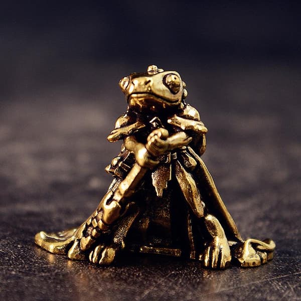 Vintage Mässing Groda Staty Miniatyr Groda Skulptur Antik Anim