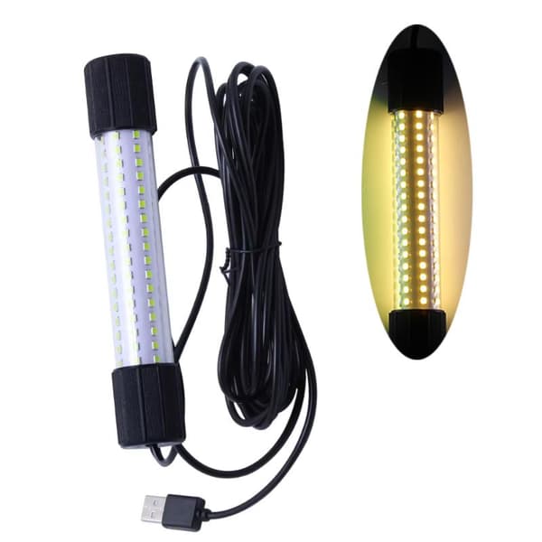 1 stk bærbar undervanns USB LED fiskelys White