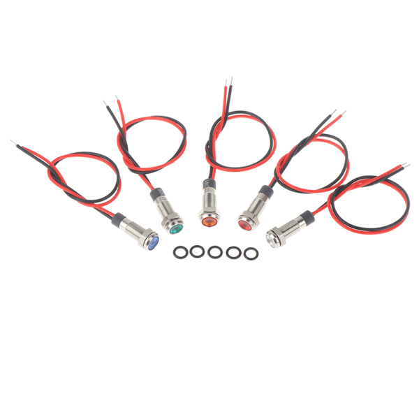 P67 Vanntett 6 mm LED varsellampe i metall 1(Red 3-6V)