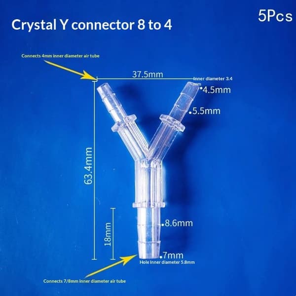 5 stk Y-formet reduserende akvarie luftpumpe akryladapter A2