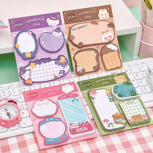 Kawaii tegneserie jordbærbjørn Sticky Notes Memo Pad e Message A1