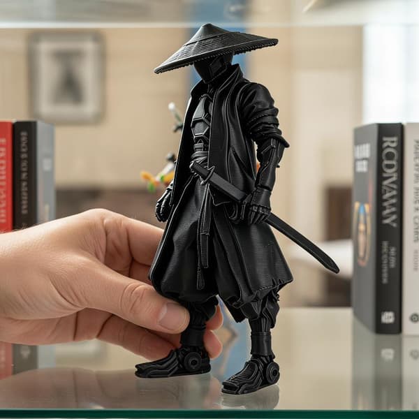 Sort statue med fin 3D-print, perfekt til hjemmekontorbordet