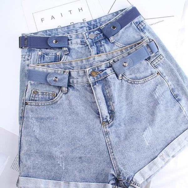 Spennefri elastisk usynlig belte jeansbelte uten spenne Ea Black