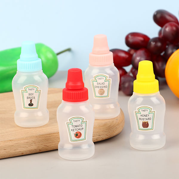 4 Stk/sett Mini Saus Flaske Gjenfyllbar Ketchup Honning Salat Conta