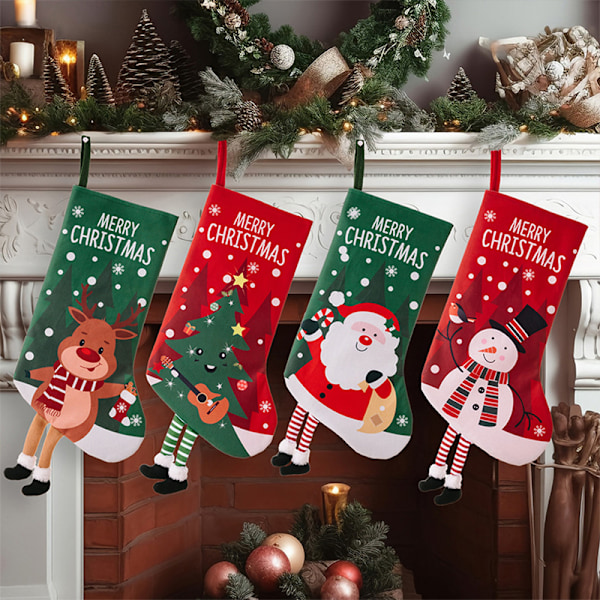 Julgransstrumpor med Godispåsar för Hantverk till Jul 款式1