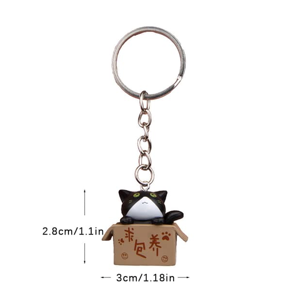 Creative e Little Cat Box avaimenperä naisille Miesten avaimenperälaukku C Black