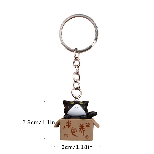 Creative e Little Cat Box nøglering til kvinder mænd nøglering taske C Black
