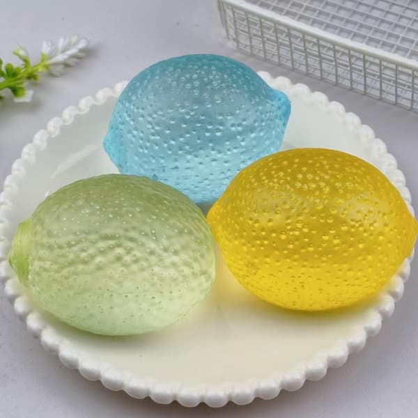 1 st citronformade stressbollar mjuk textur 3 färger för barn B