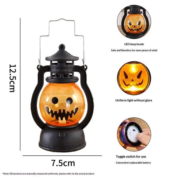 Mini Halloween gresskar LED-lykt med varmt flimrende lys A2
