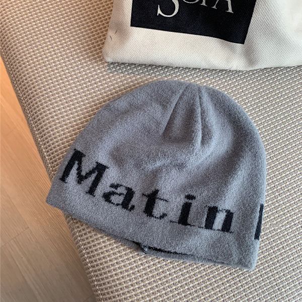 Efterår Vinter Hue Brev Strikket Hue Damer S Hat Varm Og Fashi Gray