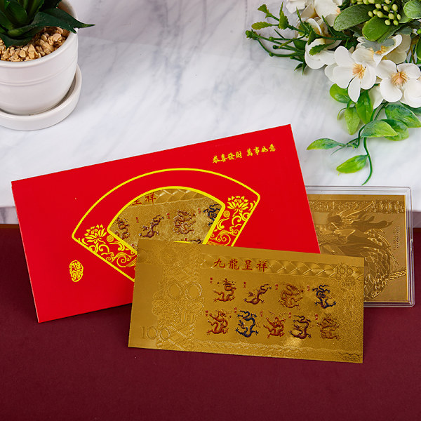 2024 Dragon Year Note Mynt Gullbelagte minnesedler for A5