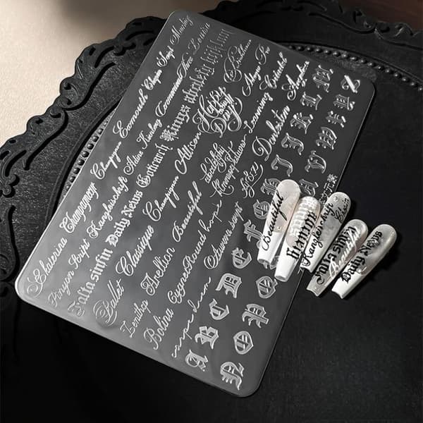 Neglekunst Stamping Plader Håndskrift Skabeloner Til DIY Manicure