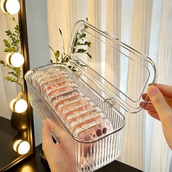 Transparent läppstift nagelförvaringslåda stor kapacitet för små 1pc