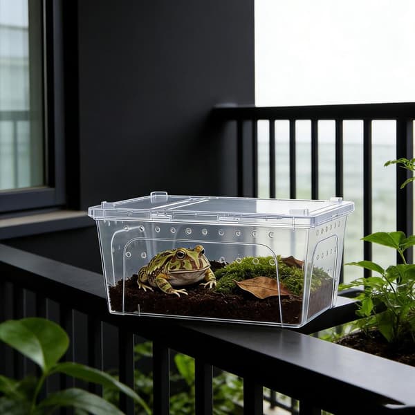 Klar Plast Reptil Terrarium Ventilerad Uppfödningslåda För Ödlor A4