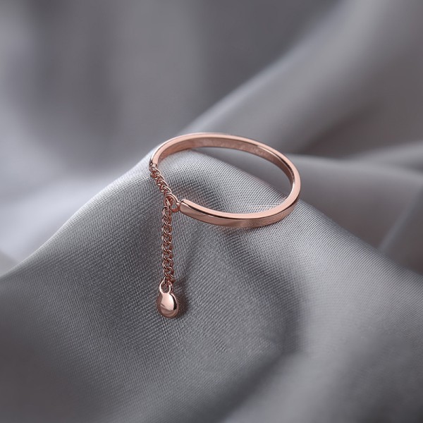 Chain Tofs Ring Justerbar Enkelt Mode Dam Party Ring J Silver