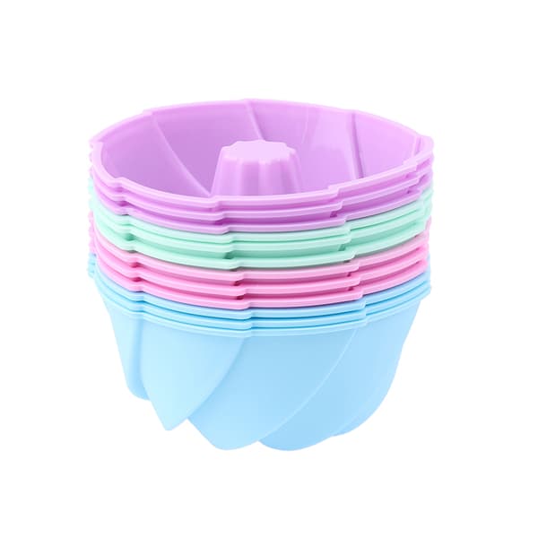 6 stk Swirl Shape Silikon Cupcake Liners Bakekopper Non-Stick 6Pcs