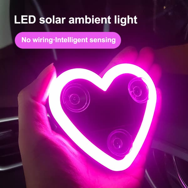 Bil LED Vindusdekorasjon Hjerte Neonlys Sugekopp Festet Lu Pink