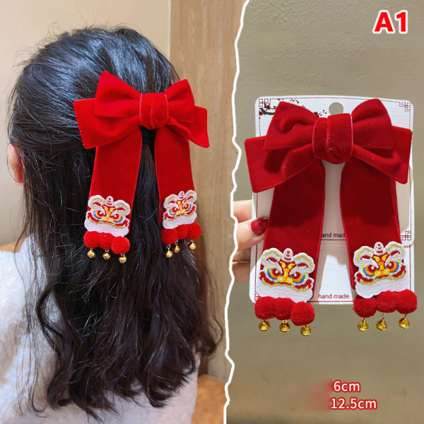 Bow Hair Clips Lady Girls Lapset New Year Qipao Costume Matc A26