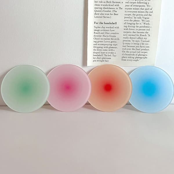 4 Farver Akryl Coasters Rundt Bord Kopmåtte Skyderekvisitter Ind Blue
