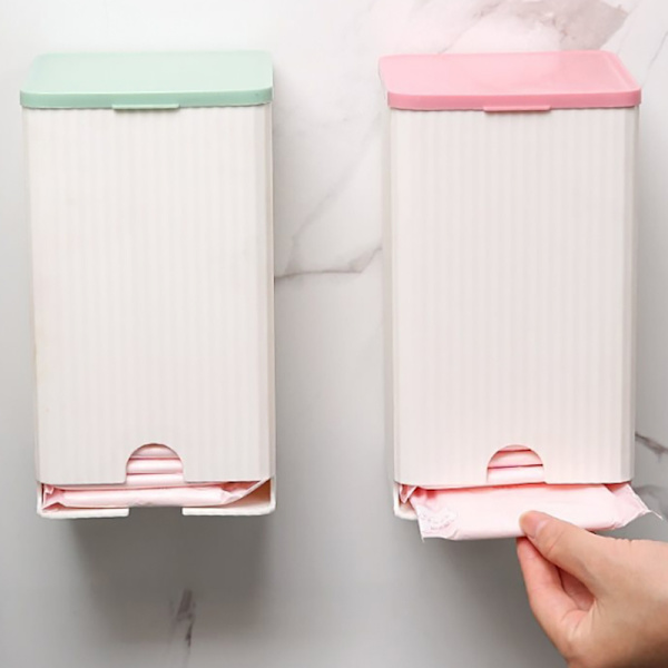 Veggmontert oppbevaringsboks for sanitetsbind Oppbevaring av silkepapir B Pink