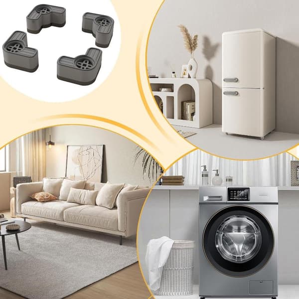 Tvättmaskinsfötter 4 delar Enkellager Dubbellager Tvättmaskin Gray Double layer