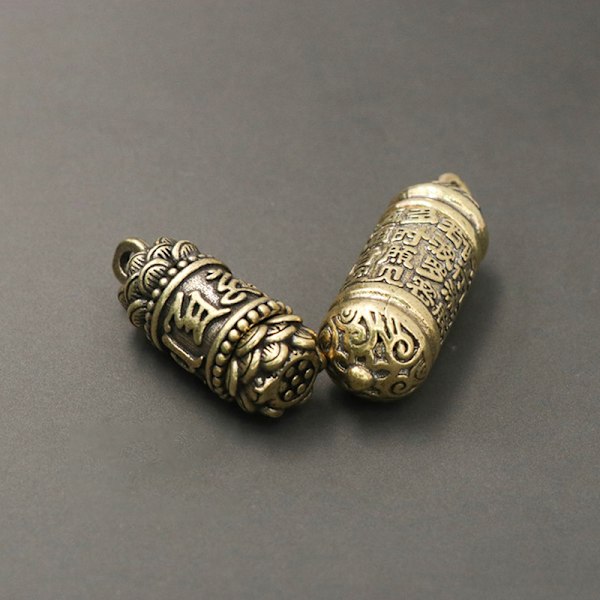 Hul messing Buddha flaske Sutra Cylinder vedhæng nøglering hals C