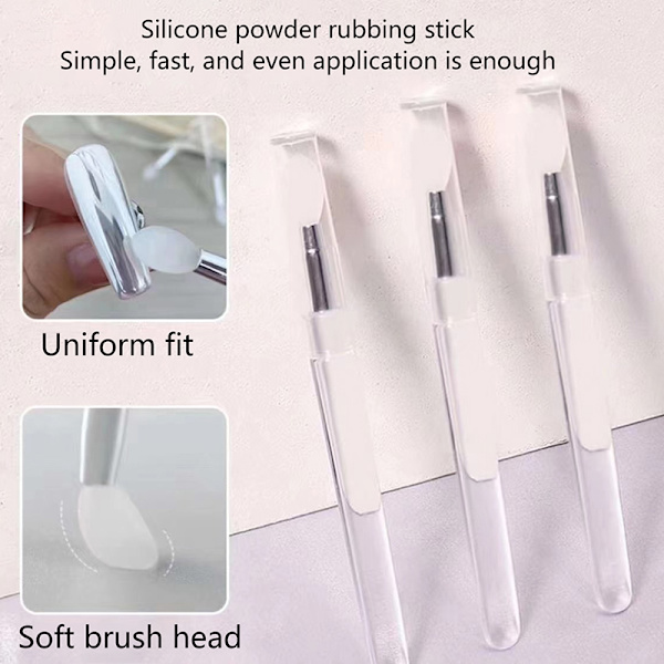 Nail Arts Silikon Applikator Sticks Gjenbrukbare Chrome Glitter Ap White