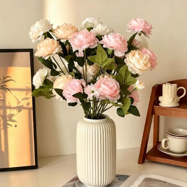4/8 stk. kunstige silke pæoner blomster bryllupsbuketter udendørs A2 4pcs