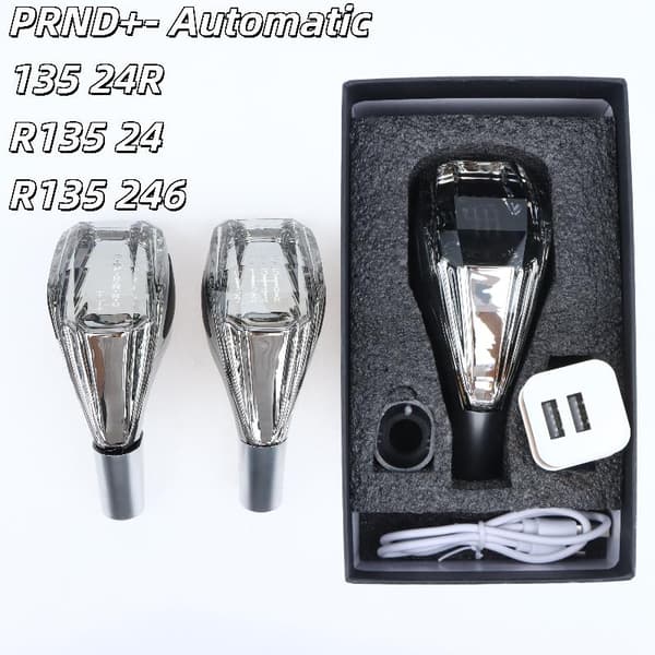 1 sett krystall flerfarget LED-lys bil girskifterknapp modifisert Gray PRND Automatic